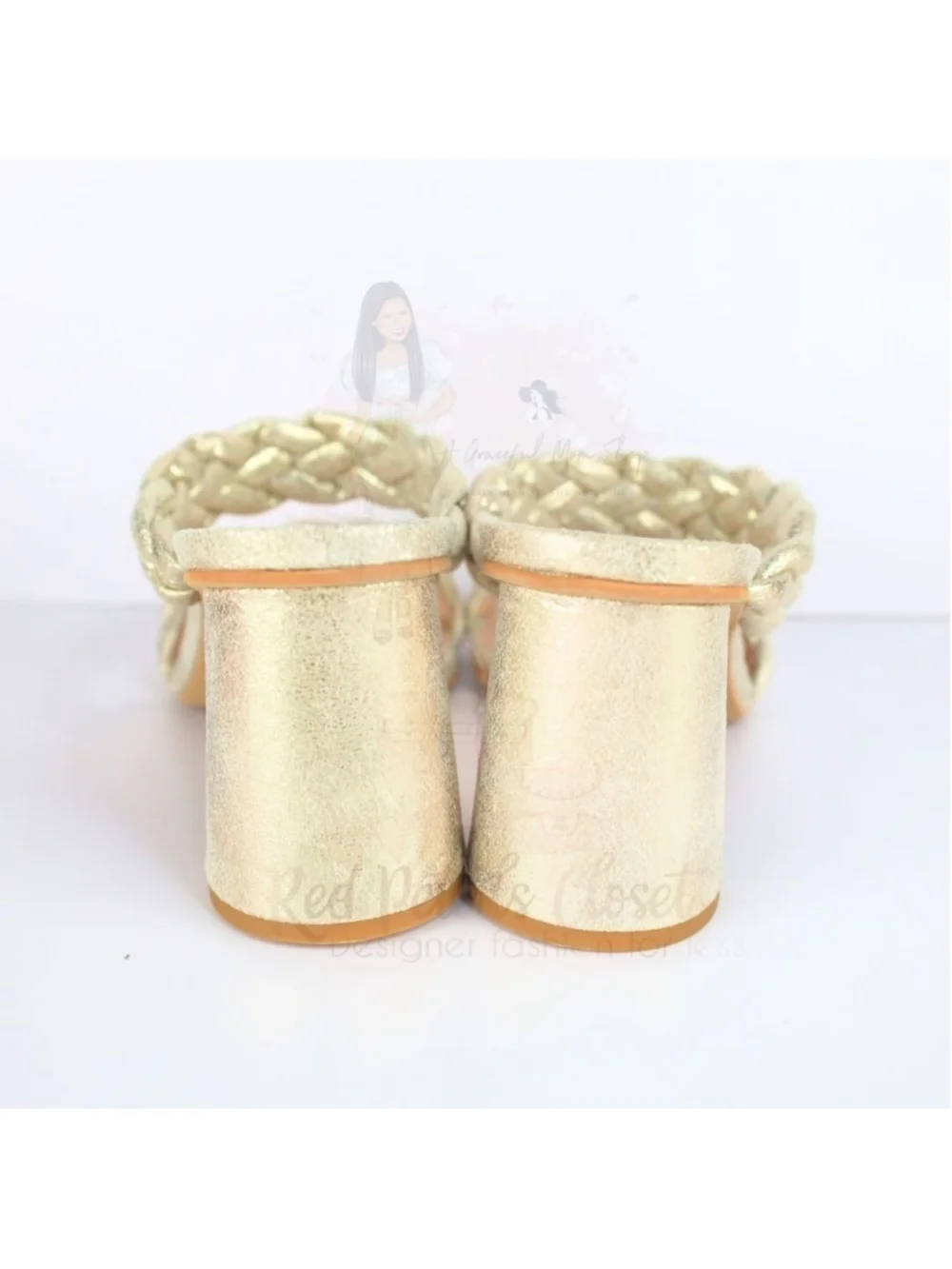 Dolce Vita Paily Stella Braided Heeled Sandals Metallic Light Gold Size 10- 0282